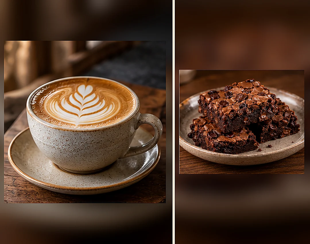 Foto ilustrasi Latte / Cappuccino + Cookies Brownies 1