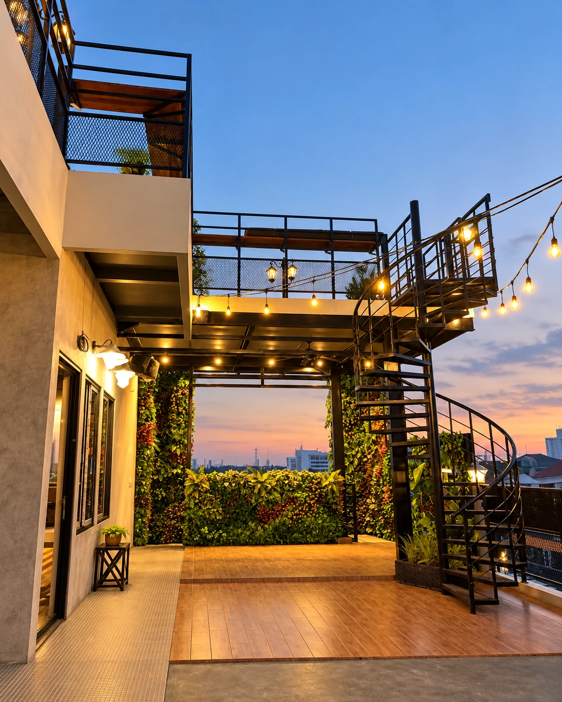 Teras rooftop Upstairs Coffee Signature